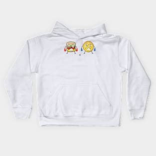 Funny Pizza vs Burger Characters - Fast Food Battle Kids Hoodie